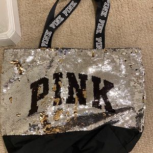 NWOT Silver and Gold Victoria Secret Bag